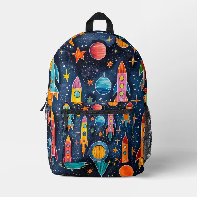 Mochila Impresa Patrón de cohete abstracto (Anverso)