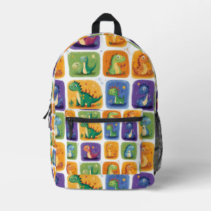 Mochila Impresa Patrón de collage de dinosaurio lindo - Dino diver