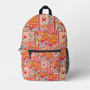 Mochila Impresa Patrón de Collage de Verano Mediterráneo Colorido