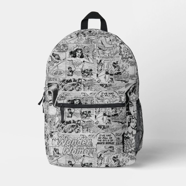 Mochila Impresa Patrón de Cómic Antiguo de Mujer Maravilla (Anverso)