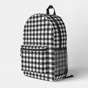 Mochila Impresa Patrón de comprobación de búfalo con placa negra
