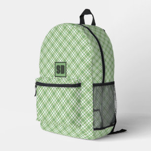 Mochila Impresa Patrón de comprobación diagonal verde claro