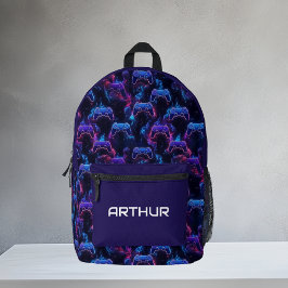 Mochila Impresa Patrón de controlador de juegos de neón personaliz