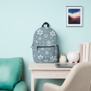 Mochila Impresa Patrón de copos de nieve, copos de nieve blancos, 