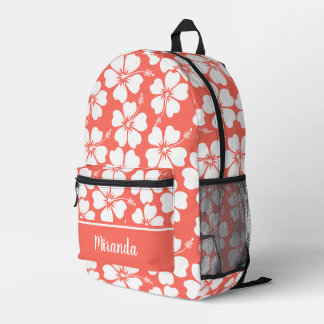 Mochila Impresa Patrón de Coral Hibiscus