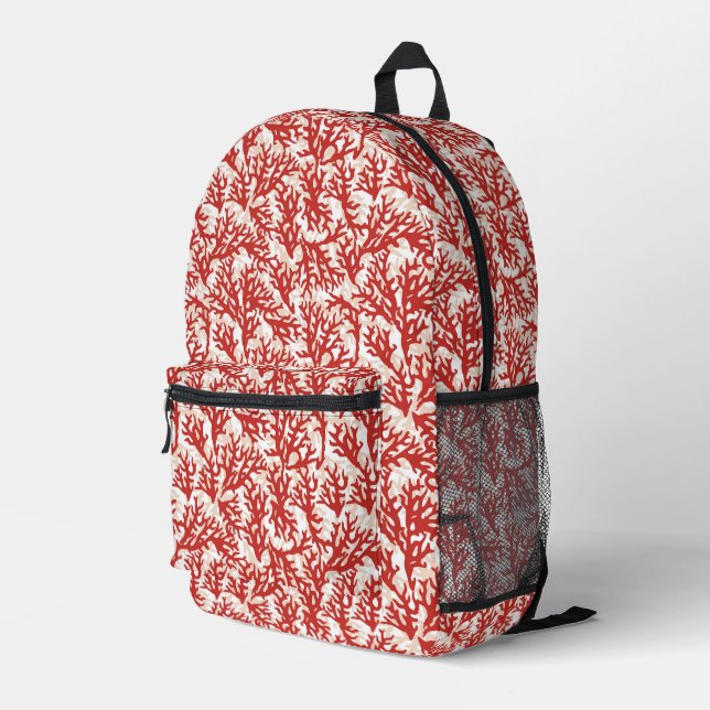 Mochila Impresa Patrón de coral rojo (Esquina derecha trasera )