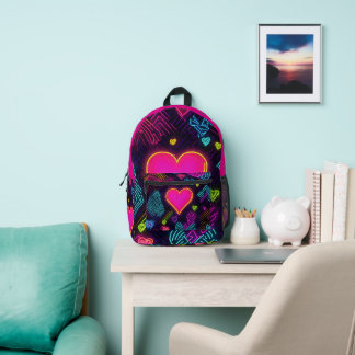 Mochila Impresa Patrón de corazón colorido