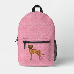 Mochila Impresa Patrón de corazón de amor de perro Rhodesian Ridge