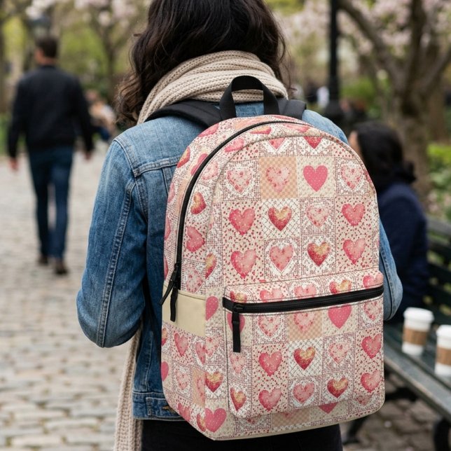 Mochila Impresa Patrón de Corazón de Patchwork (Subido por el creador)