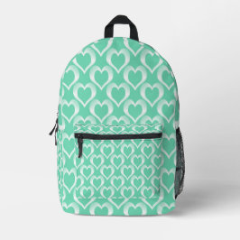 Mochila Impresa Patrón de Corazones Blancos Aquamarina