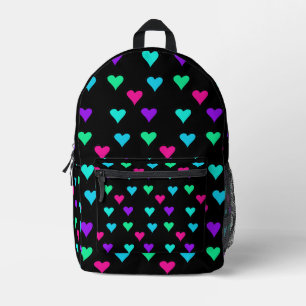 Mochila Impresa Patrón de Corazones Coloridos