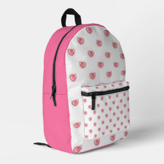 Mochila Impresa Patrón de Corazones Rosados Lindos