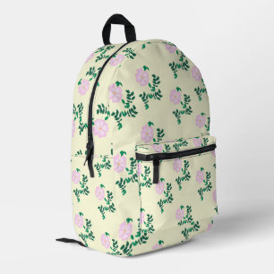 Mochila Impresa Patrón de cosecha de Rosa silvestre rosa pastel