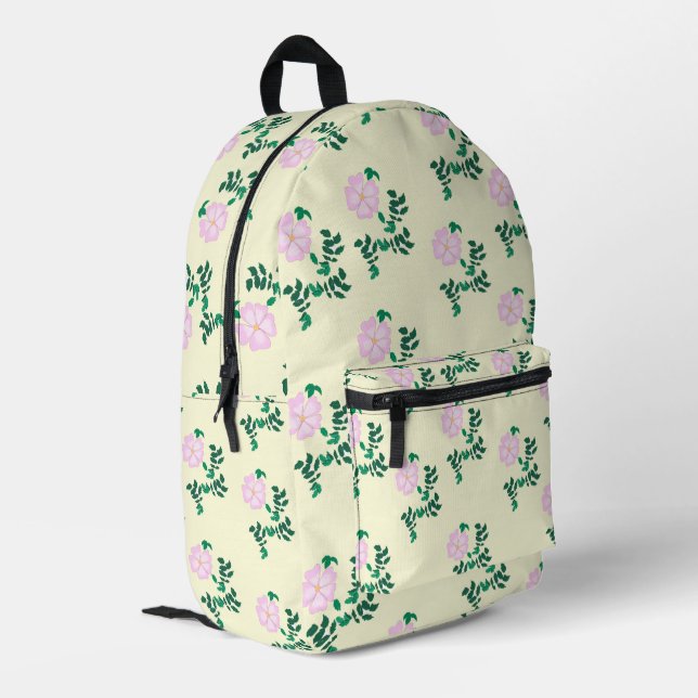 Mochila Impresa Patrón de cosecha de Rosa silvestre rosa pastel (Esquina izquierda trasera)