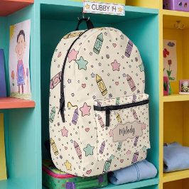 Mochila Impresa Patrón de crayón lindo de vuelta a la escuela