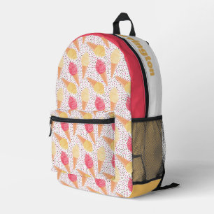 Mochila Impresa Patrón de crema de hielo de nombre personalizado