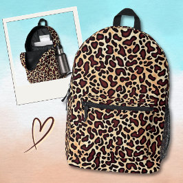Mochila Impresa Patrón de crema marrón de piel de leopardo -