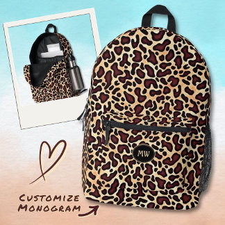 Mochila Impresa Patrón de crema marrón de piel de leopardo monogra
