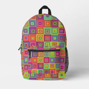 Mochila Impresa Patrón de Cuadrados Coloridos