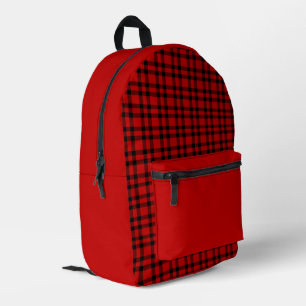 Mochila Impresa Patrón de Cuadro Escocés Rojo Negro