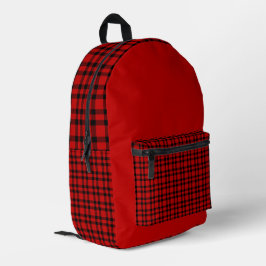 Mochila Impresa Patrón de Cuadro Escocés Rojo Negro