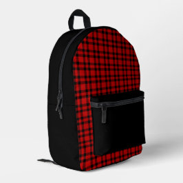 Mochila Impresa Patrón de Cuadro Escocés Rojo Negro
