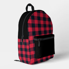 Mochila Impresa Patrón de Cuadro Escocés Rojo Negro