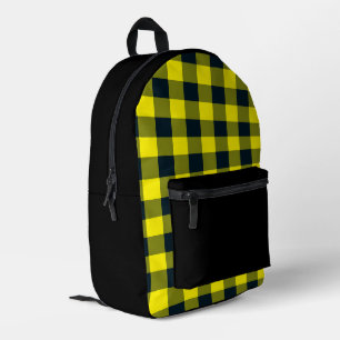 Mochila Impresa Patrón de Cuadros Amarillo Negro