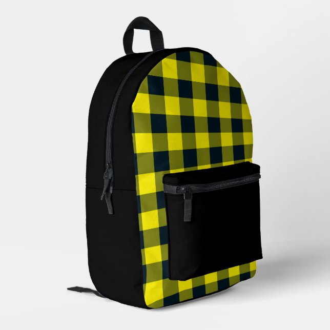 Mochila Impresa Patrón de Cuadros Amarillo Negro (Esquina izquierda trasera)