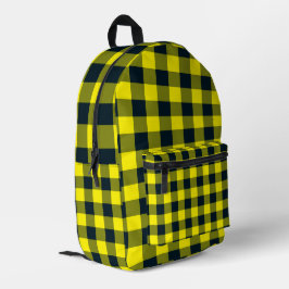 Mochila Impresa Patrón de Cuadros Amarillo y Negro