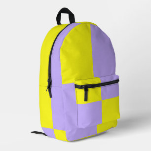 Mochila Impresa Patrón de cuadros amarillos y púrpura