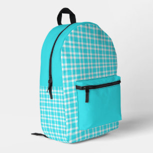 Mochila Impresa Patrón de Cuadros Azul Blanco