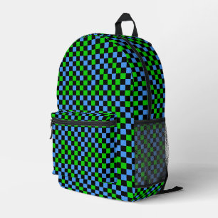 Mochila Impresa Patrón de cuadros azules, verdes y negros