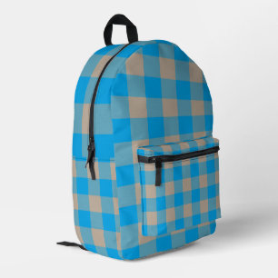 Mochila Impresa Patrón de Cuadros Azules y Marrones