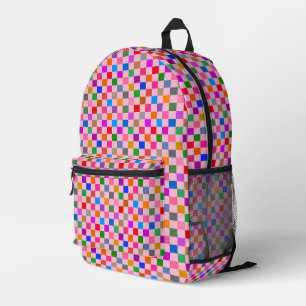 Mochila Impresa Patrón de cuadros de colores rosados