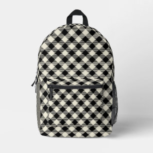 Mochila Impresa Patrón de cuadros escoceses gingham diagonal negro