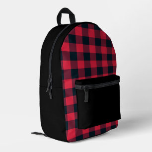 Mochila Impresa Patrón de Cuadros Escoceses Rojo y Negro