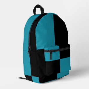 Mochila Impresa Patrón de cuadros negro y verde azulado