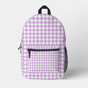 Mochila Impresa Patrón de cuadros púrpura y blanco