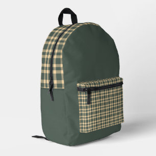 Mochila Impresa Patrón de Cuadros Verde Amarillo