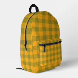 Mochila Impresa Patrón de Cuadros Verde Amarillo