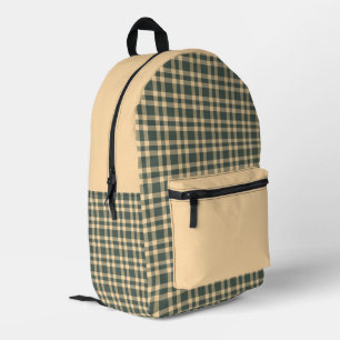 Mochila Impresa Patrón de Cuadros Verde Amarillo
