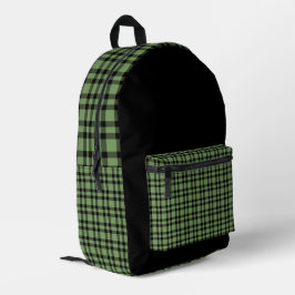 Mochila Impresa Patrón de Cuadros Verde Negro