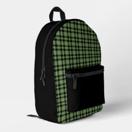 Mochila Impresa Patrón de Cuadros Verde Negro