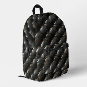 Mochila Impresa Patrón de Cuero Negro