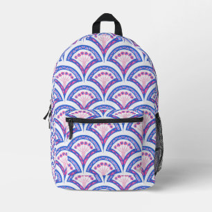 Mochila Impresa patrón de damasco floral azul