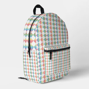Mochila Impresa Patrón de diamante de cuadros colorido