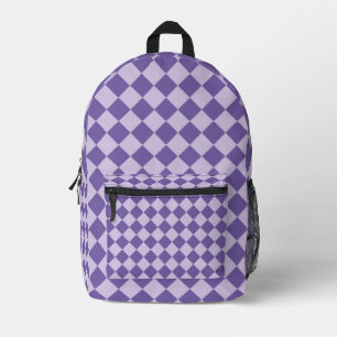 Mochila Impresa Patrón de diamante de cuadros púrpura
