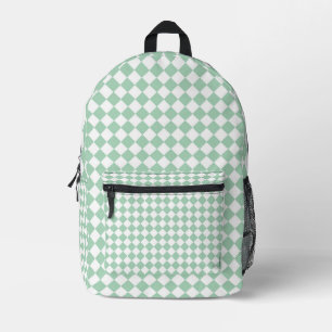 Mochila Impresa Patrón de diamante de cuadros verdes