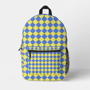 Mochila Impresa Patrón de diamante del verificador amarillo azul